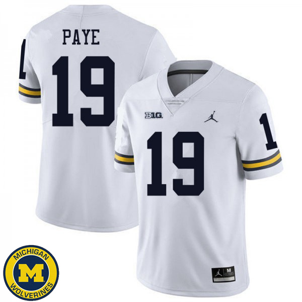 Men's University of Michigan #19 Kwity Paye White Jordan Brand NCAA Football Jersey